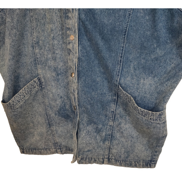 Vintage 80s Denim Jean Jacket Coat Women's S Western Yoke Stonewashed Snaps - Picture 9 of 16